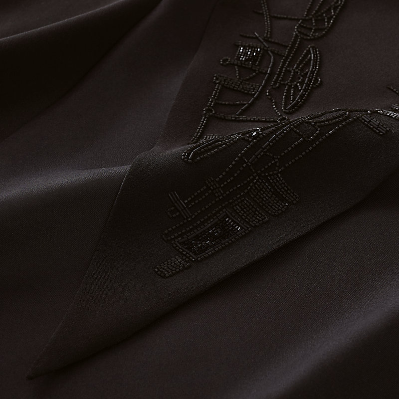 Complication Equestre embroidered triangle scarf - Black | Hermès USA